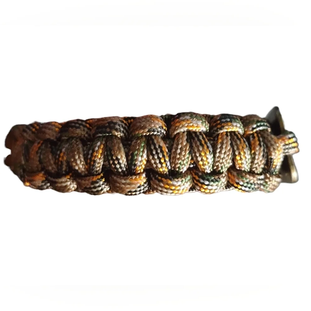 American Flag Camo Paracord Survival Bracelet Adjustable Brass Clasp